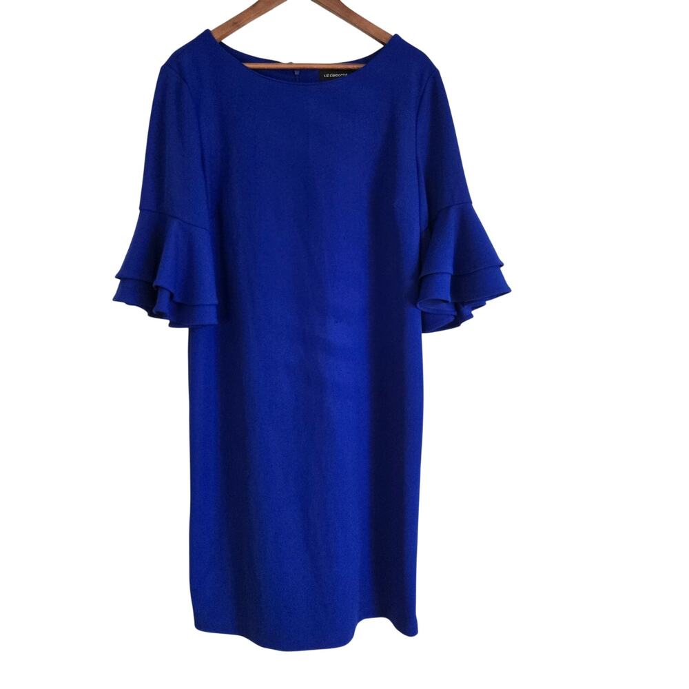 Liz Claiborne Cobalt Blue Shift Dress Office Siren Boss Chic Cocktail Hour 14